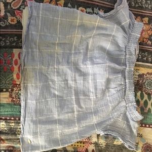 GuessFactory Blue Plaid Off the Shoulder Shirt